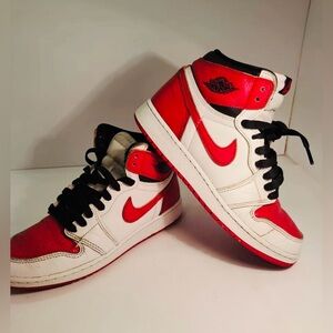 Nike Air Jordan 1 Retro High Heritage White Red 575441-161-Youth 5.5Y OR Women 7